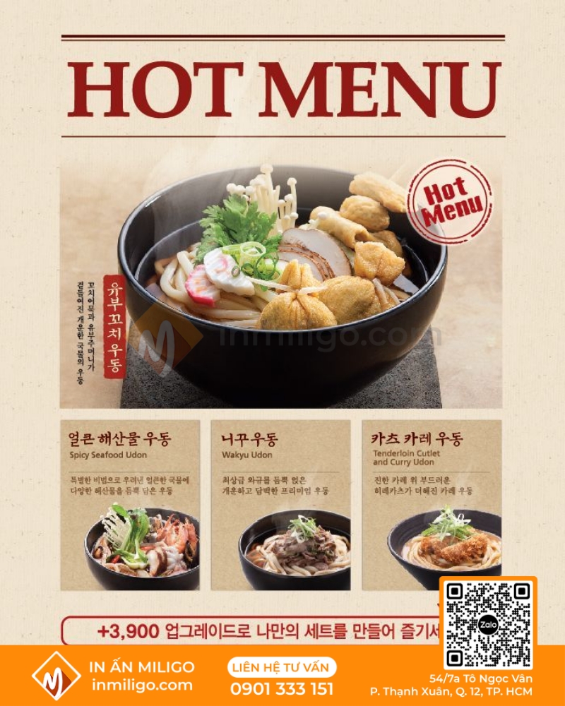 Menu tờ rơi