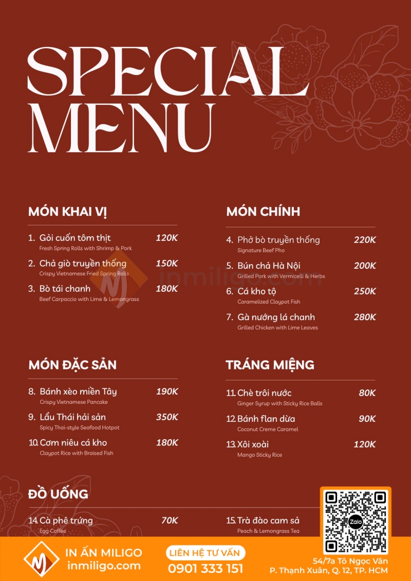 Menu tối giản