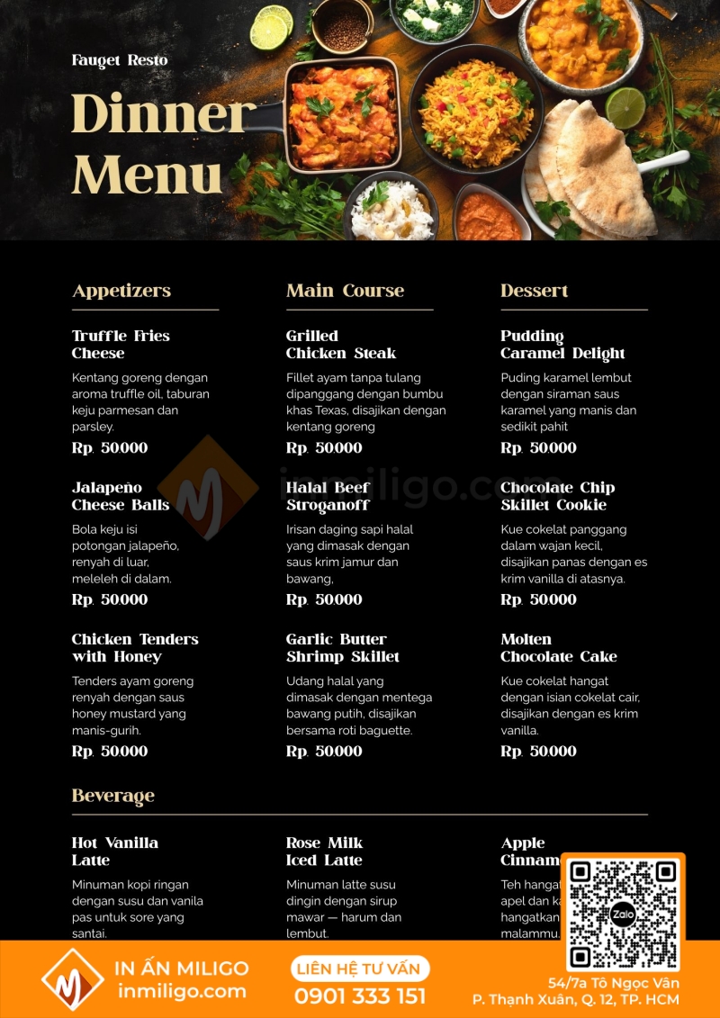 Menu tối giản