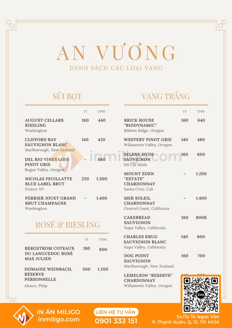 Menu tối giản
