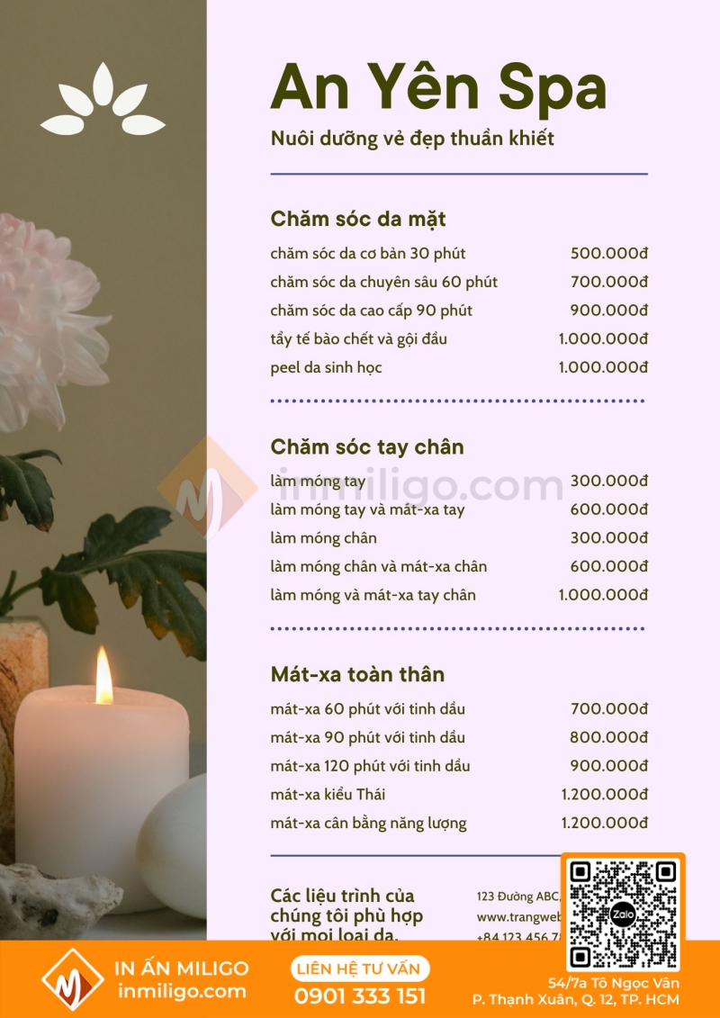 Menu tối giản