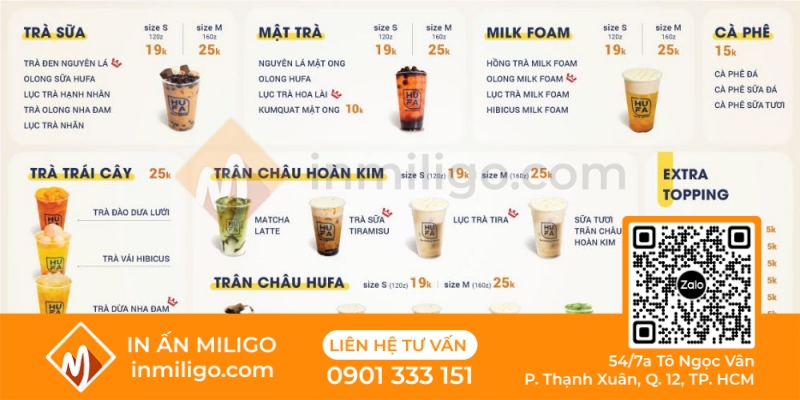 Menu trà trái cây