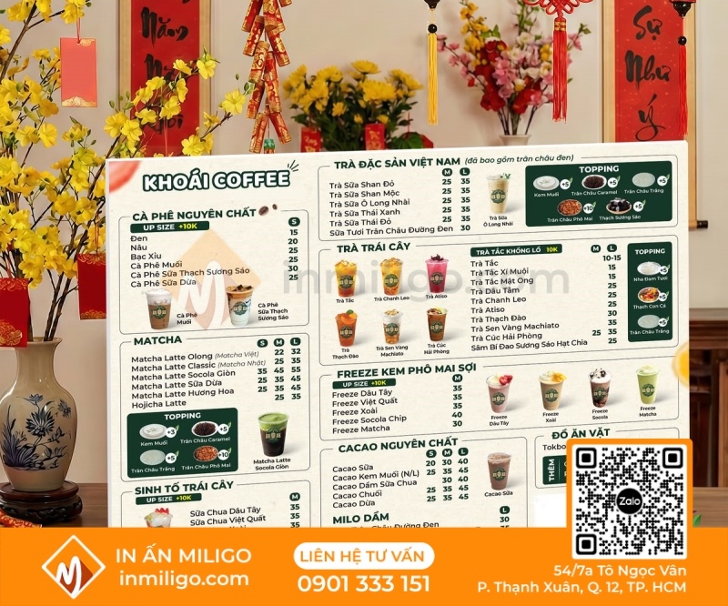 Menu trà trái cây