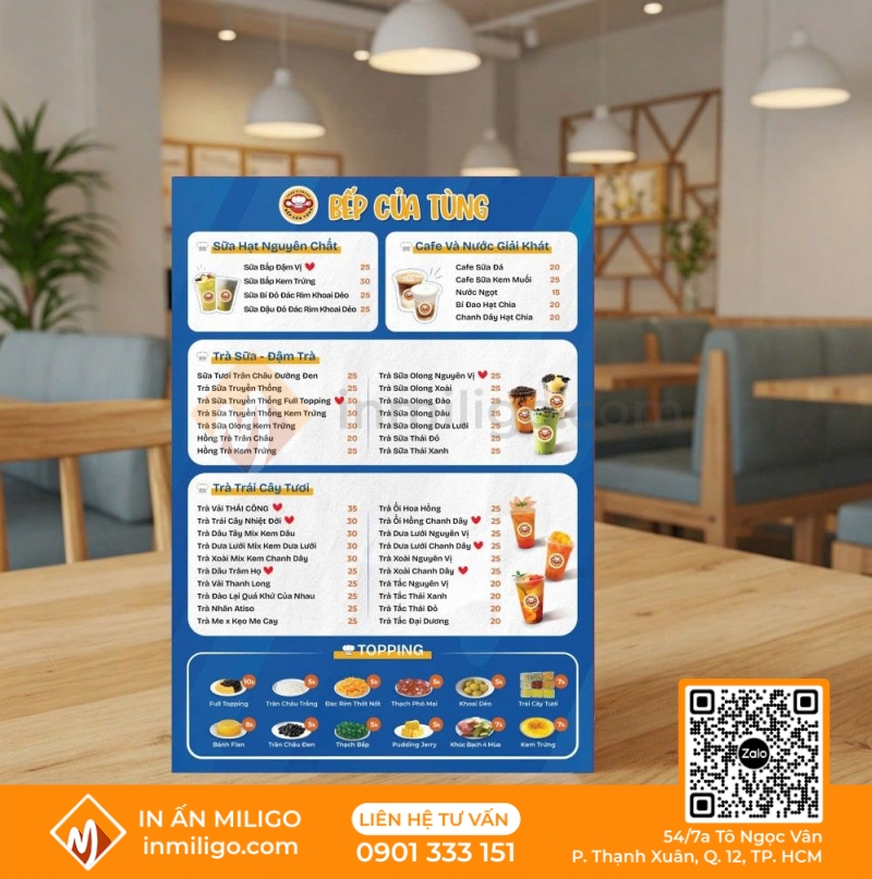 Menu trà trái cây