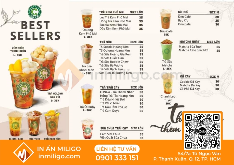 Menu trà trái cây