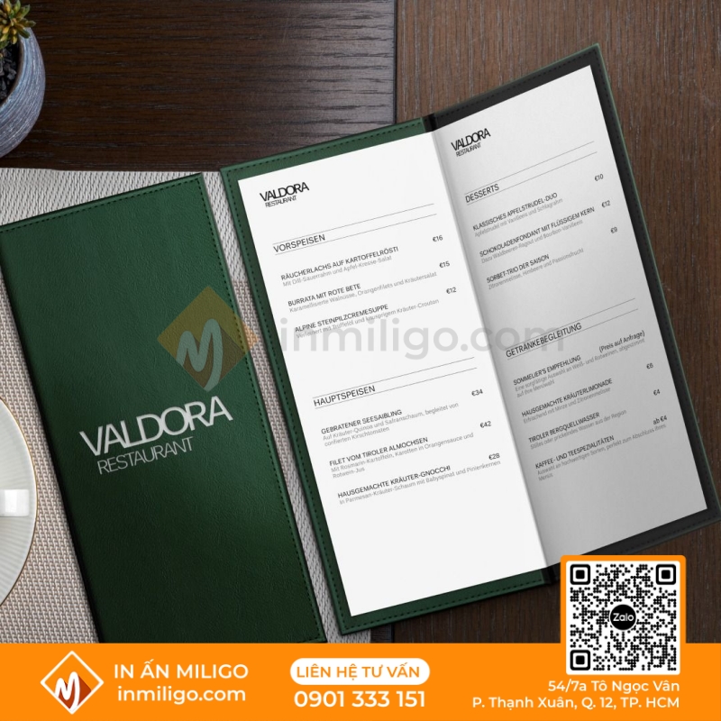 In menu vải
