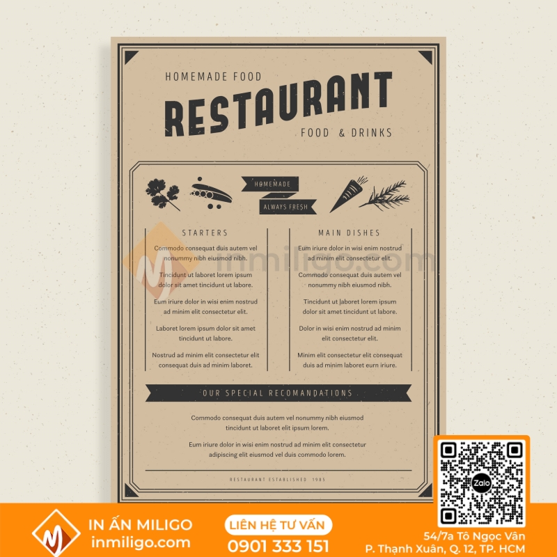 Menu vintage